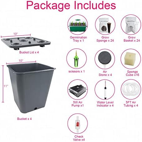 Four bucket DWC system with pump — photo 3