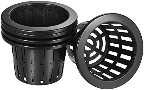 Five inch black plastic slotted mesh cups