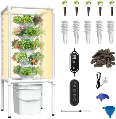 Five tier tower with grow lights