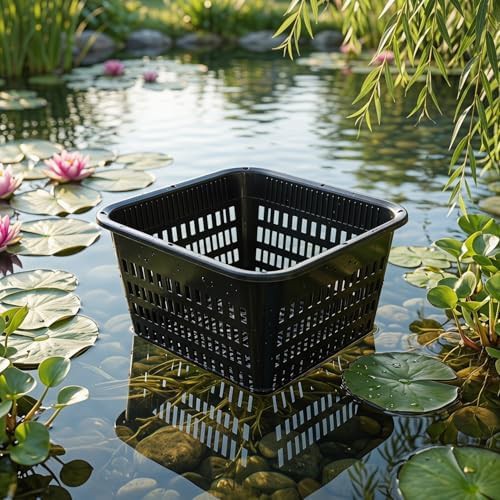 Square black plastic mesh planting baskets — photo 5