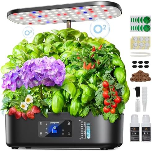 Twelve pod planter with LCD panel
