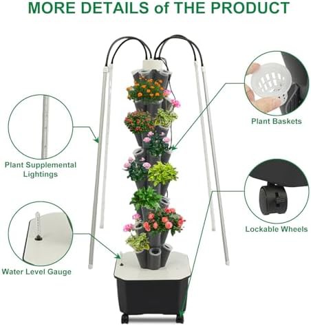Forty plant vertical tower with water gauge — photo 4