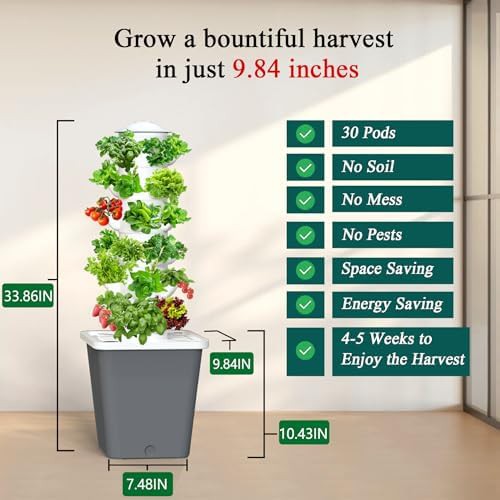 Soilless hydroponic tower with 30 sites and timer — photo 4