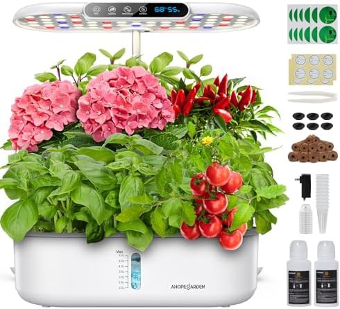 Twelve pod indoor garden with LCD climate display