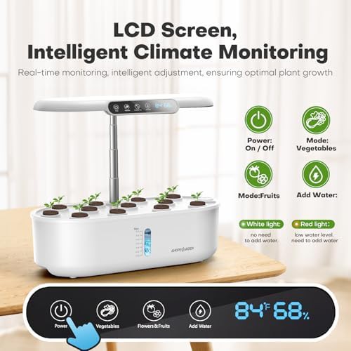 Twelve pod indoor garden with LCD climate display — photo 3