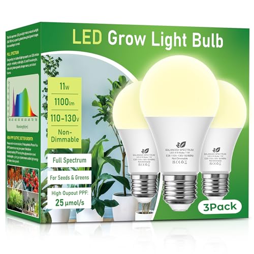A19 11W LED Grow Bulbs E26 Base Full Spectrum Plant Light Bulb for
