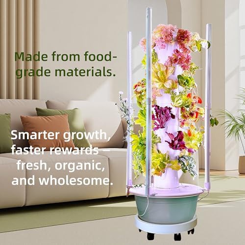 Hydroponic tower with integrated LED lights — photo 3