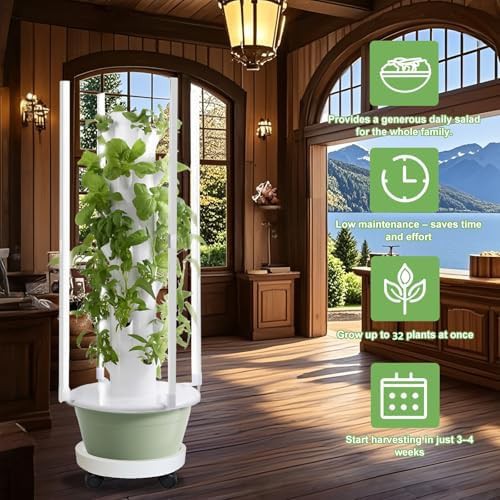 Hydroponic tower with integrated LED lights — photo 5