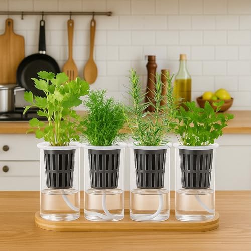 Eight piece glass herb planter with stand — photo 4