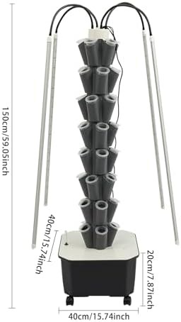 Eight layer grey hydroponic tower with lights — photo 5