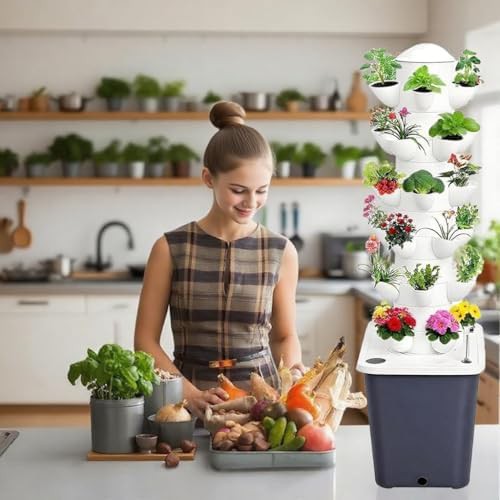 Black thirty pod vertical hydroponic tower — photo 4