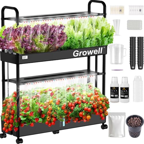 Indoor garden with 32 large buckets