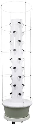 Light green vertical hydroponic tower with trellis