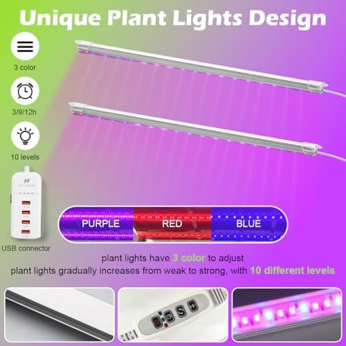 Five tier plant stand with LED grow lights — photo 5