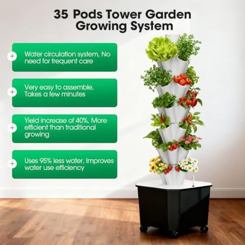 Vertical soilless tower with 35 pods for fruit — photo 5