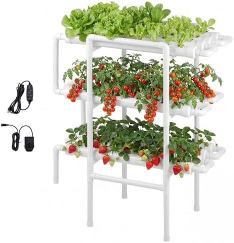 Three tier horizontal pipe growing system