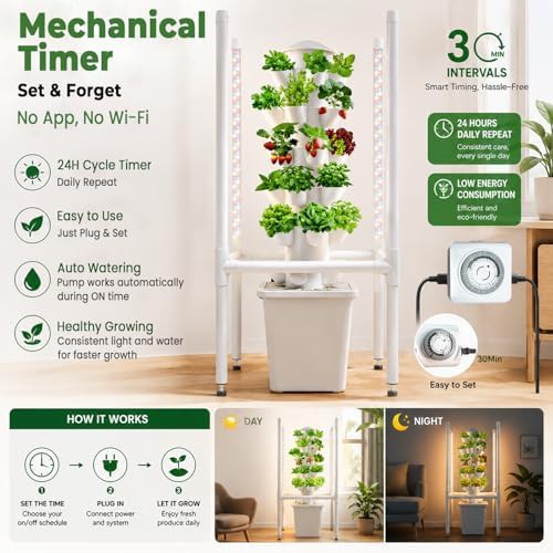 Indoor hydroponic tower with 30 pods and LED light — photo 3