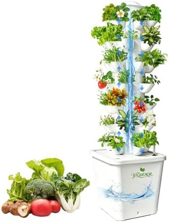 White thirty five plant hydroponic tower