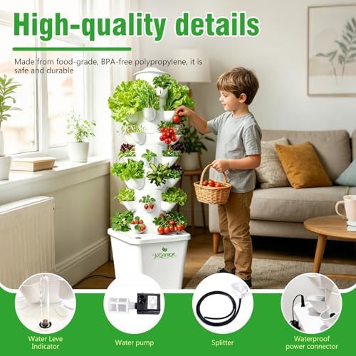 White thirty five plant hydroponic tower — photo 4