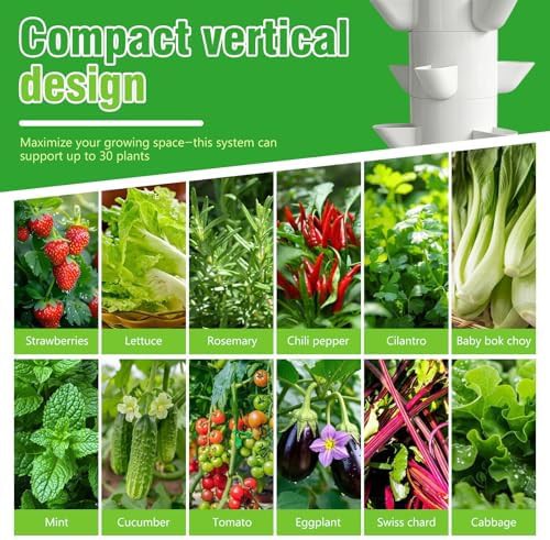 White thirty five plant hydroponic tower — photo 5
