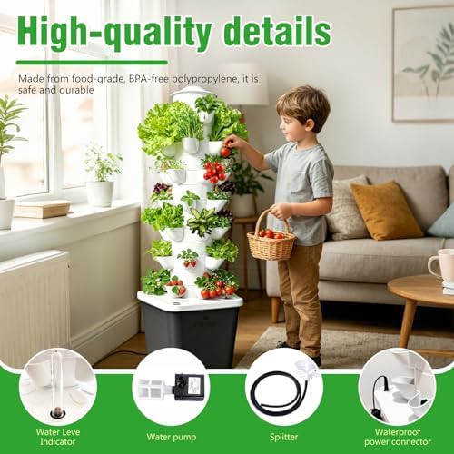 Gray thirty five plant hydroponic tower — photo 4