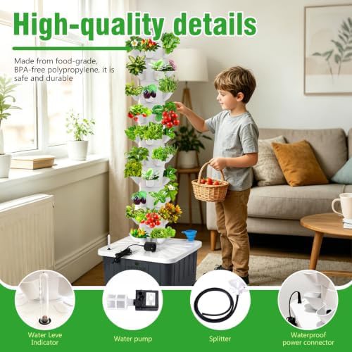 Gray fifty plant vertical hydroponic tower — photo 4