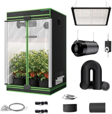 Large black grow tent with four inch fan