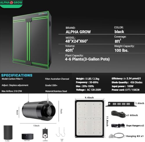 Slim black grow tent with fruit light — photo 5