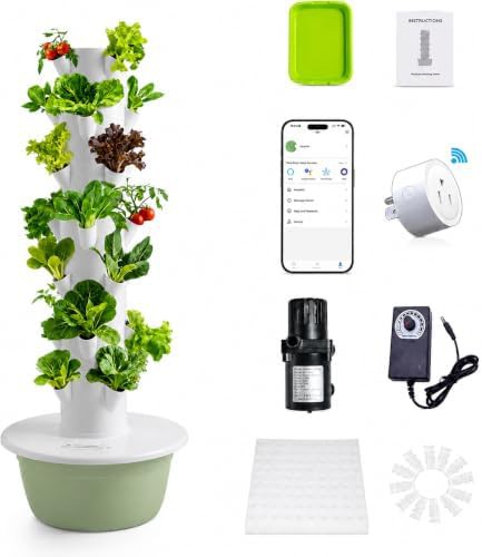 Seven tier hydroponic tower for twenty eight plants